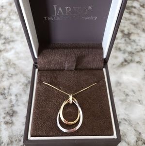Interlocking circle necklace, gold and white gold